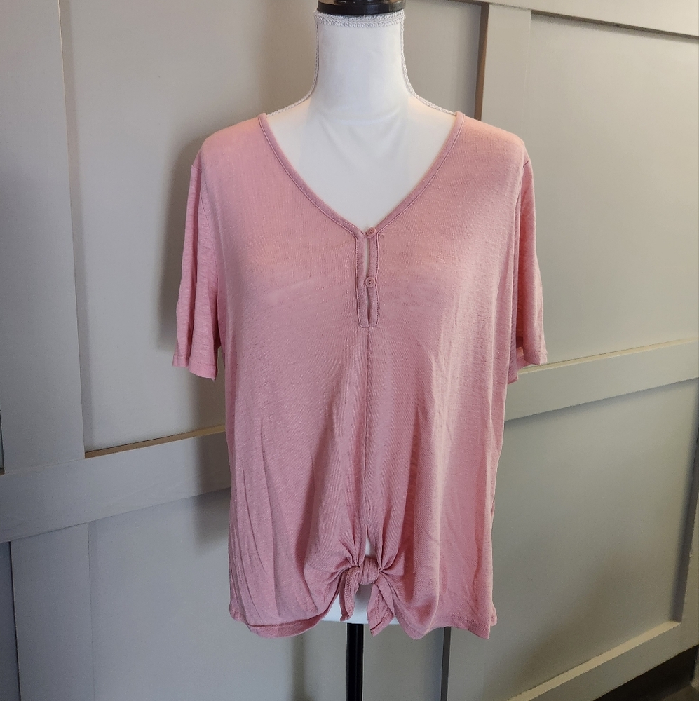 Banana Republic High Low Tie Front Top Pink/Peach Color.